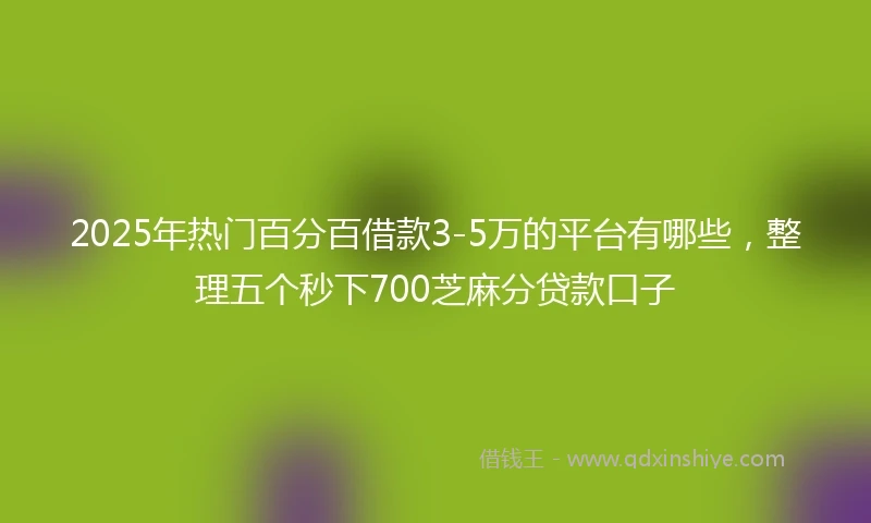 2025年热门百分百借款3-5万的平台有哪些，整理五个秒下700芝麻分贷款口子