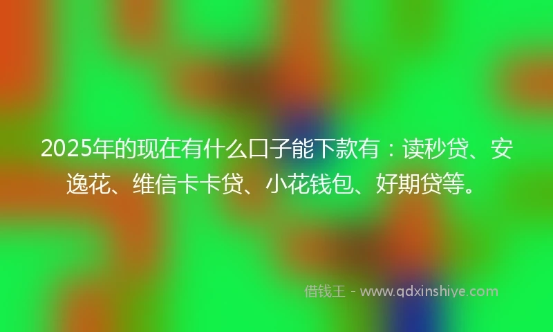 2025年的现在有什么口子能下款有：读秒贷、安逸花、维信卡卡贷、小花钱包、好期贷等。