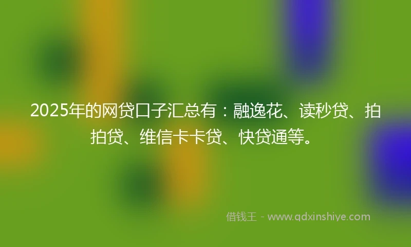 2025年的网贷口子汇总有：融逸花、读秒贷、拍拍贷、维信卡卡贷、快贷通等。