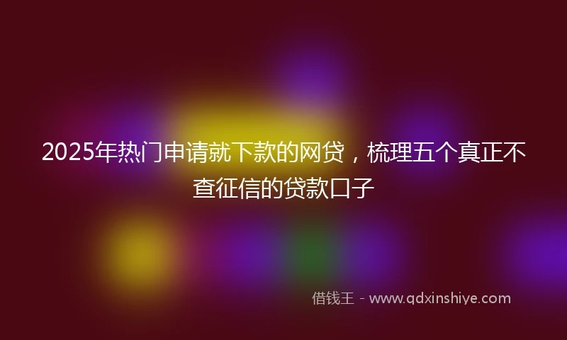 2025年热门申请就下款的网贷，梳理五个真正不查征信的贷款口子