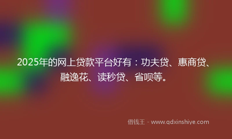 2025年的网上贷款平台好有：功夫贷、惠商贷、融逸花、读秒贷、省呗等。