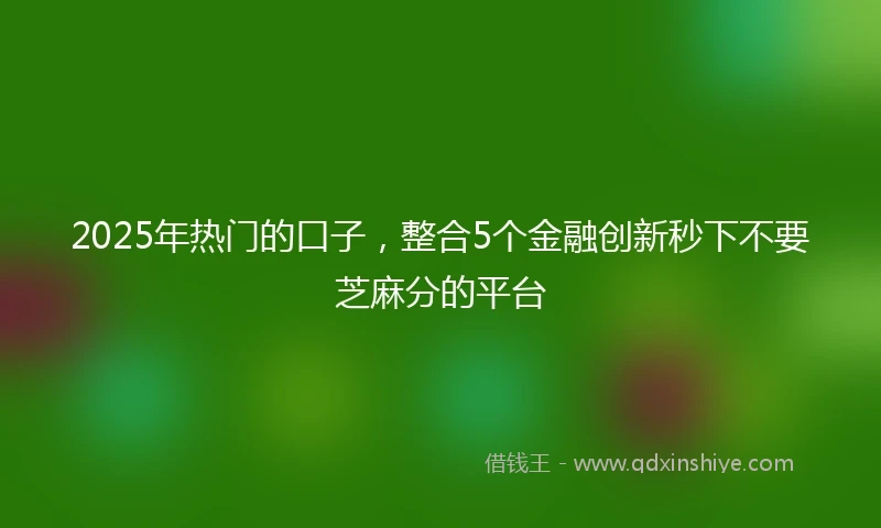 2025年热门的口子，整合5个金融创新秒下不要芝麻分的平台