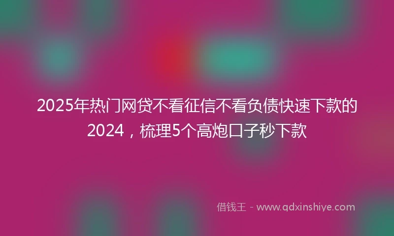 2025年热门网贷不看征信不看负债快速下款的2024，梳理5个高炮口子秒下款