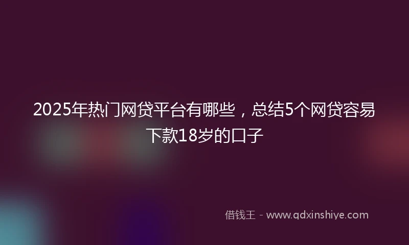 2025年热门网贷平台有哪些，总结5个网贷容易下款18岁的口子