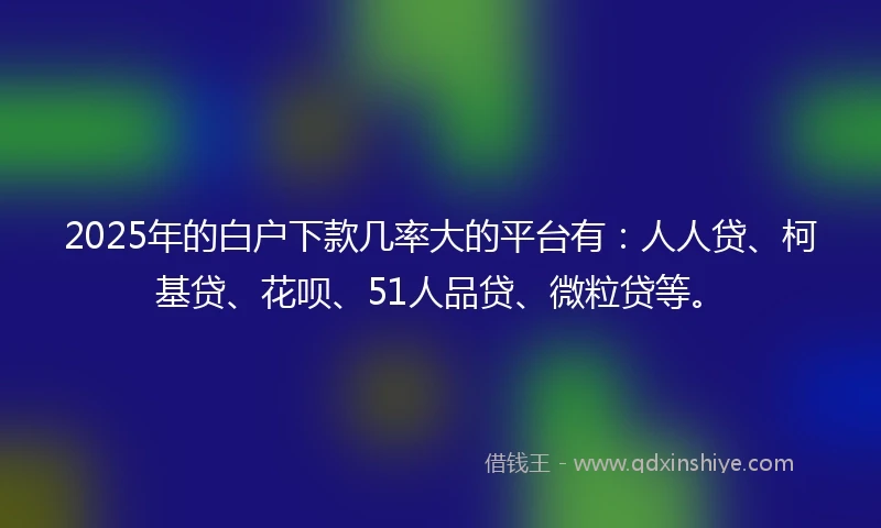 2025年的白户下款几率大的平台有：人人贷、柯基贷、花呗、51人品贷、微粒贷等。