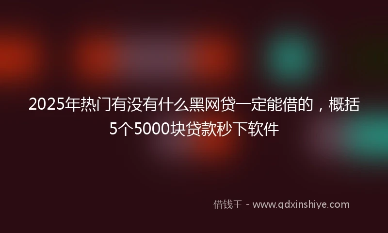 2025年热门有没有什么黑网贷一定能借的，概括5个5000块贷款秒下软件