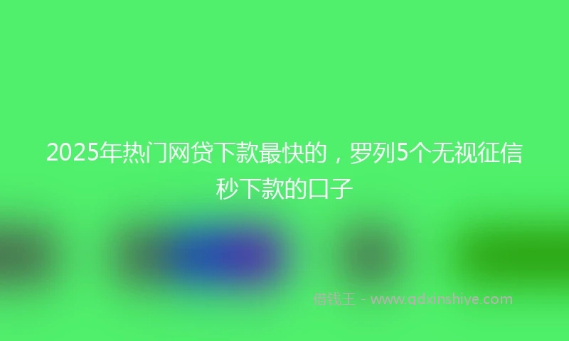 2025年热门网贷下款最快的，罗列5个无视征信秒下款的口子