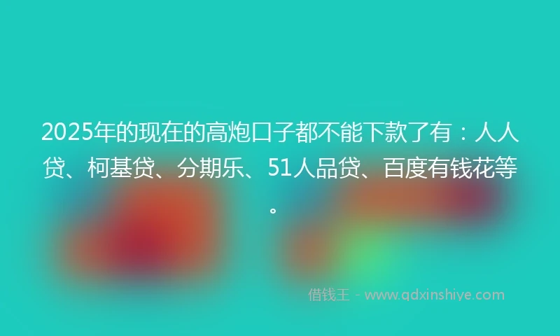 2025年的现在的高炮口子都不能下款了有：人人贷、柯基贷、分期乐、51人品贷、百度有钱花等。
