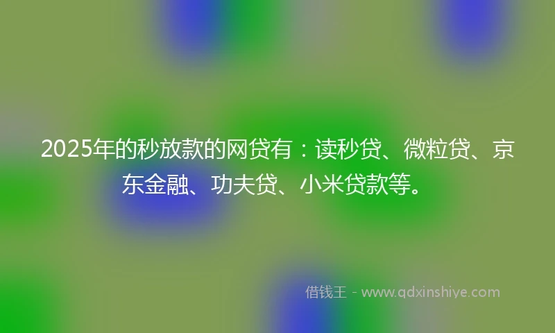 2025年的秒放款的网贷有：读秒贷、微粒贷、京东金融、功夫贷、小米贷款等。