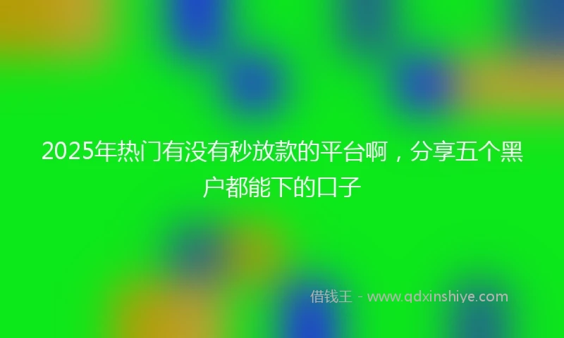 2025年热门有没有秒放款的平台啊，分享五个黑户都能下的口子