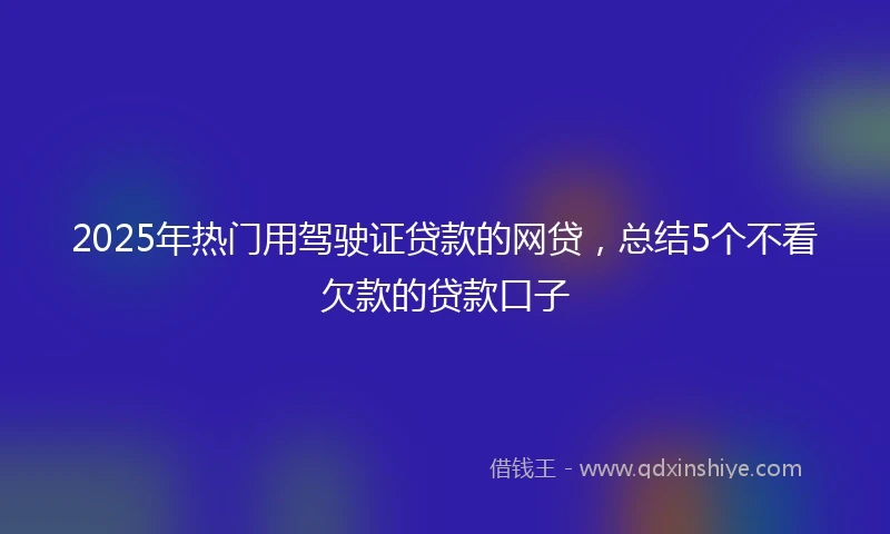 2025年热门用驾驶证贷款的网贷，总结5个不看欠款的贷款口子