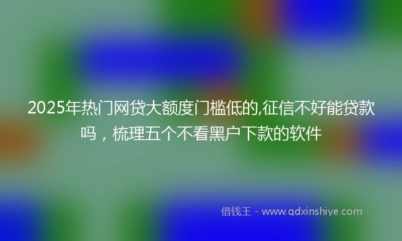 2025年热门网贷大额度门槛低的,征信不好能贷款吗,梳理五个不看黑户下款的软件