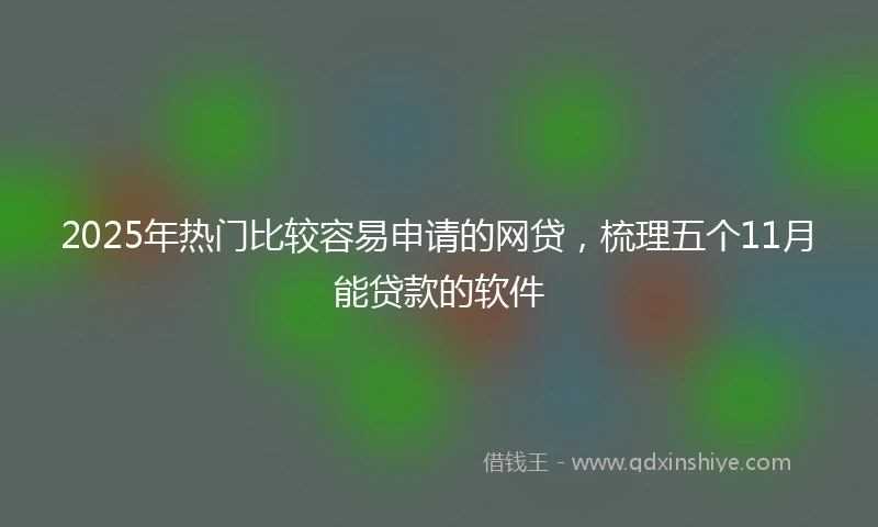 2025年热门比较容易申请的网贷，梳理五个11月能贷款的软件