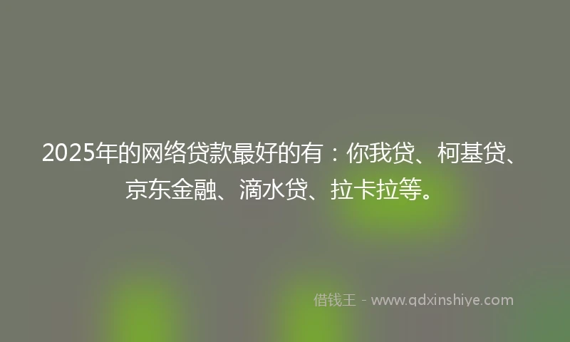2025年的网络贷款最好的有：你我贷、柯基贷、京东金融、滴水贷、拉卡拉等。