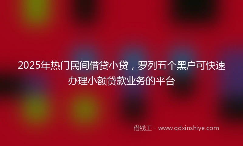 2025年热门民间借贷小贷，罗列五个黑户可快速办理小额贷款业务的平台