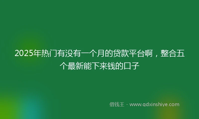 2025年热门有没有一个月的贷款平台啊，整合五个最新能下来钱的口子