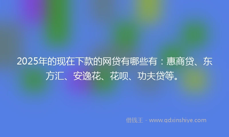 2025年的现在下款的网贷有哪些有：惠商贷、东方汇、安逸花、花呗、功夫贷等。