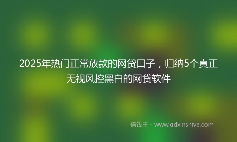 2025年热门正常放款的网贷口子，归纳5个真正无视风控黑白的网贷软件