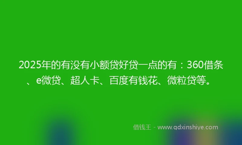 2025年的有没有小额贷好贷一点的有：360借条、e微贷、超人卡、百度有钱花、微粒贷等。