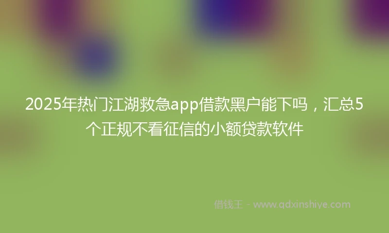 2025年热门江湖救急app借款黑户能下吗，汇总5个正规不看征信的小额贷款软件