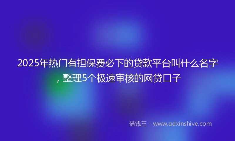 2025年热门有担保费必下的贷款平台叫什么名字，整理5个极速审核的网贷口子