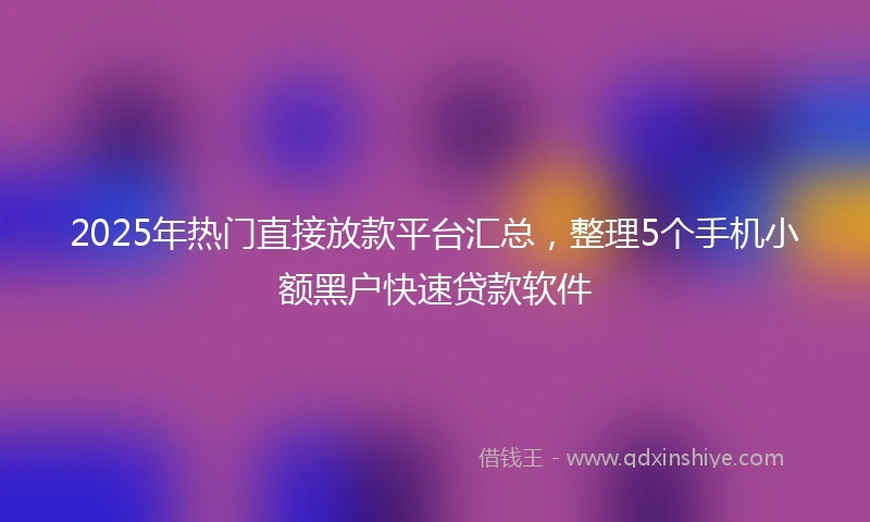 2025年热门直接放款平台汇总，整理5个手机小额黑户快速贷款软件