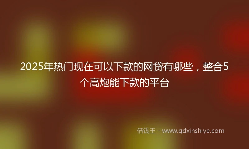 2025年热门现在可以下款的网贷有哪些，整合5个高炮能下款的平台