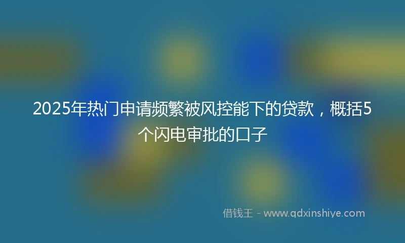 2025年热门申请频繁被风控能下的贷款，概括5个闪电审批的口子