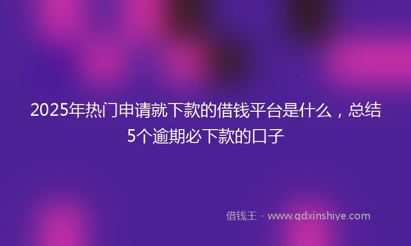 2025年热门申请就下款的借钱平台是什么，总结5个逾期必下款的口子