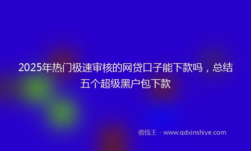 2025年热门极速审核的网贷口子能下款吗，总结五个超级黑户包下款