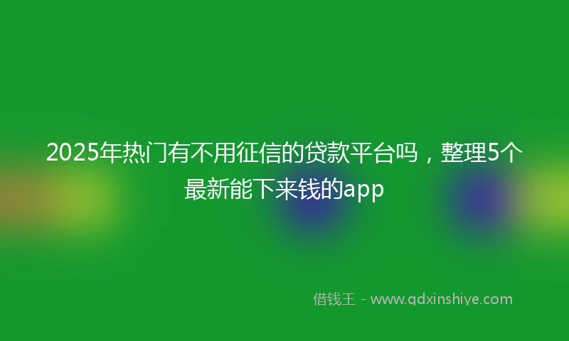 2025年热门有不用征信的贷款平台吗，整理5个最新能下来钱的app