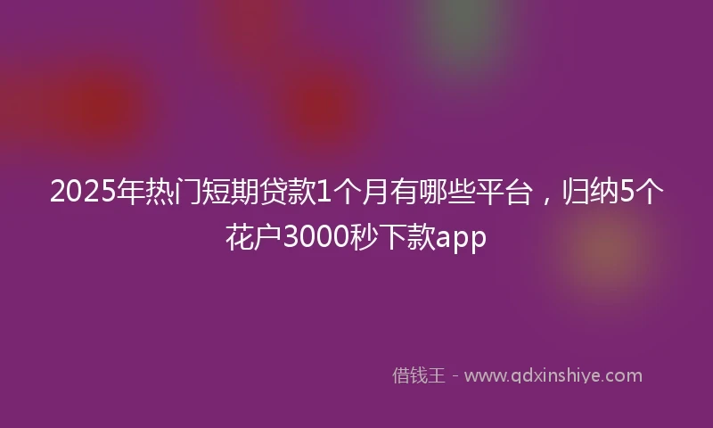 2025年热门短期贷款1个月有哪些平台，归纳5个花户3000秒下款app