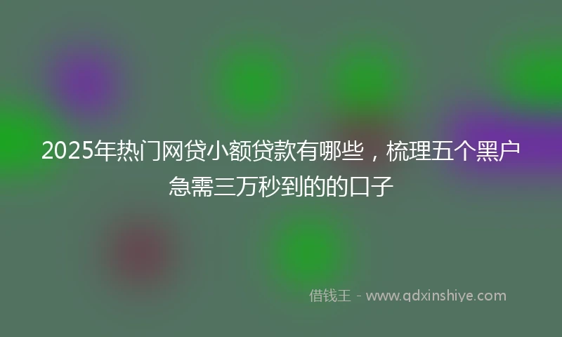 2025年热门网贷小额贷款有哪些，梳理五个黑户急需三万秒到的的口子