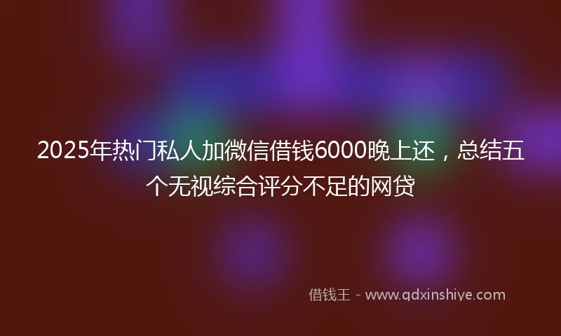 2025年热门私人加微信借钱6000晚上还，总结五个无视综合评分不足的网贷