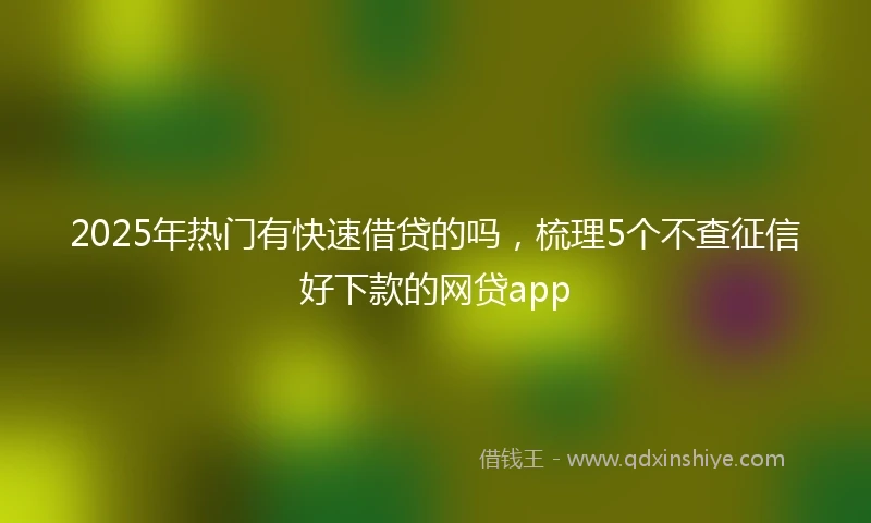 2025年热门有快速借贷的吗，梳理5个不查征信好下款的网贷app