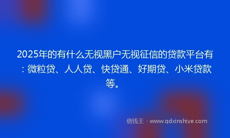 2025年的有什么无视黑户无视征信的贷款平台有：微粒贷、人人贷、快贷通、好期贷、小米贷款等。