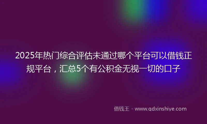 2025年热门综合评估未通过哪个平台可以借钱正规平台，汇总5个有公积金无视一切的口子