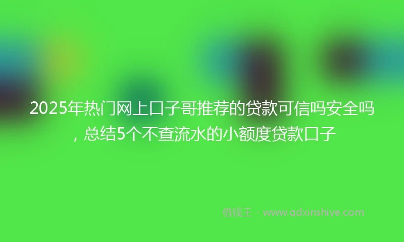 2025年热门网上口子哥推荐的贷款可信吗安全吗,总结5个不查流水的小额度贷款口子