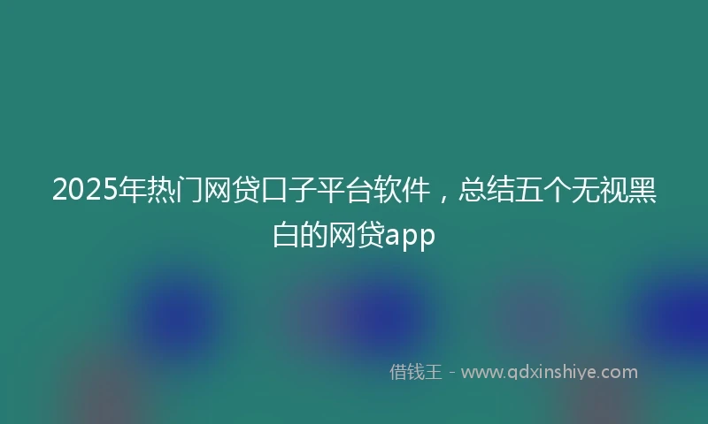 2025年热门网贷口子平台软件，总结五个无视黑白的网贷app