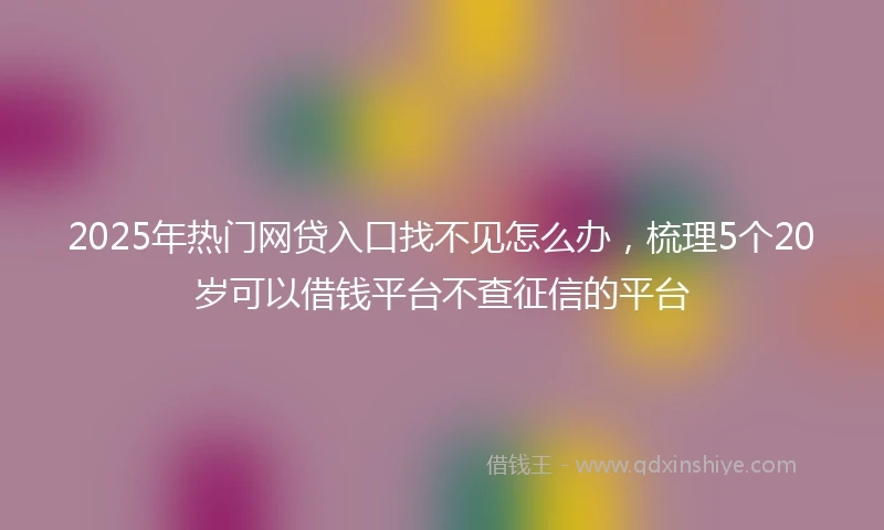 2025年热门网贷入口找不见怎么办，梳理5个20岁可以借钱平台不查征信的平台