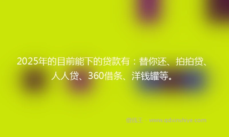 2025年的目前能下的贷款有：替你还、拍拍贷、人人贷、360借条、洋钱罐等。