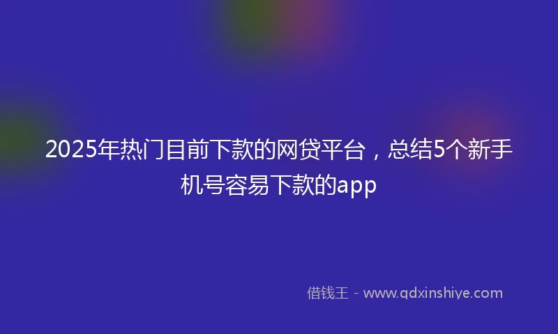 2025年热门目前下款的网贷平台，总结5个新手机号容易下款的app