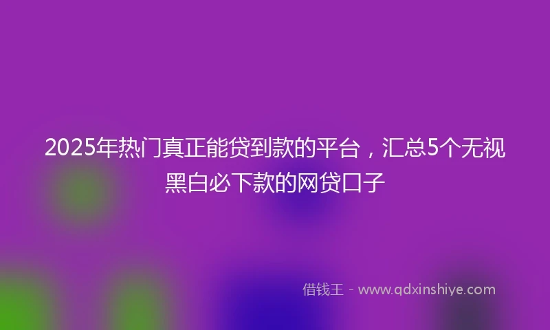 2025年热门真正能贷到款的平台，汇总5个无视黑白必下款的网贷口子