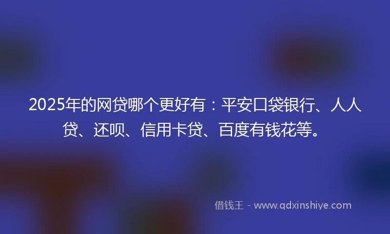 2025年的网贷哪个更好有：平安口袋银行、人人贷、还呗、信用卡贷、百度有钱花等。