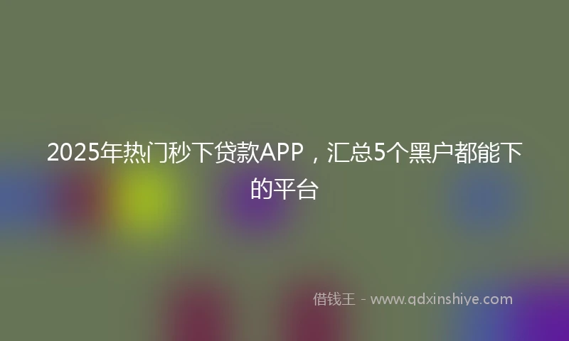 2025年热门秒下贷款APP，汇总5个黑户都能下的平台