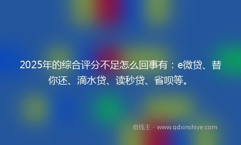 2025年的综合评分不足怎么回事有：e微贷、替你还、滴水贷、读秒贷、省呗等。