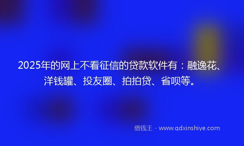 2025年的网上不看征信的贷款软件有:融逸花、洋钱罐、投友圈、拍拍贷、省呗等。