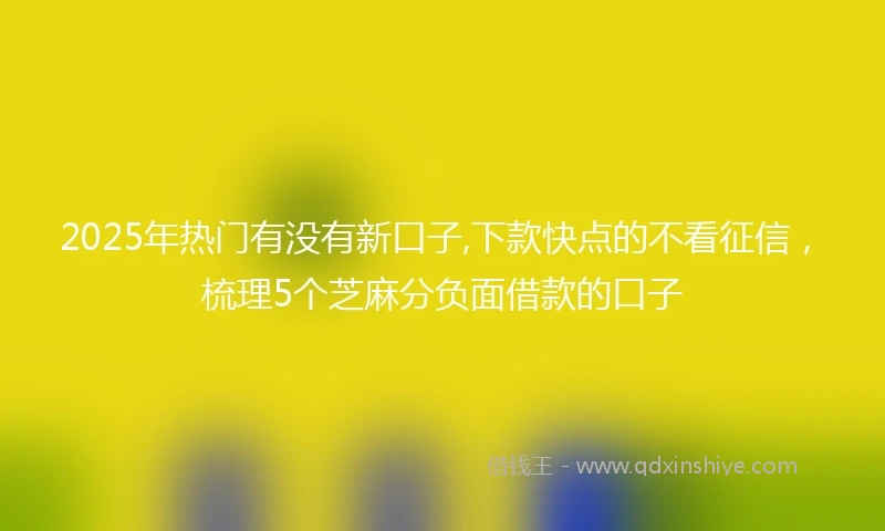 2025年热门有没有新口子,下款快点的不看征信，梳理5个芝麻分负面借款的口子