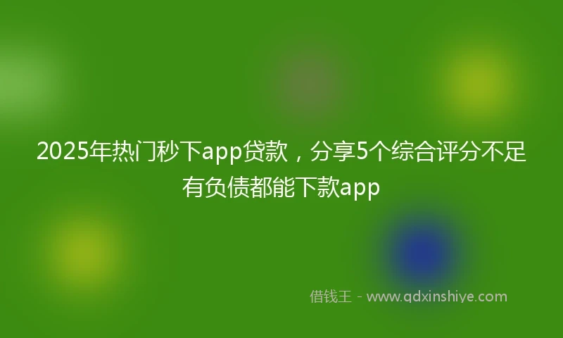 2025年热门秒下app贷款，分享5个综合评分不足有负债都能下款app