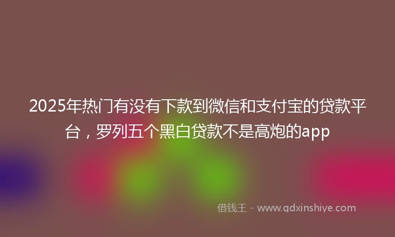 2025年热门有没有下款到微信和支付宝的贷款平台，罗列五个黑白贷款不是高炮的app